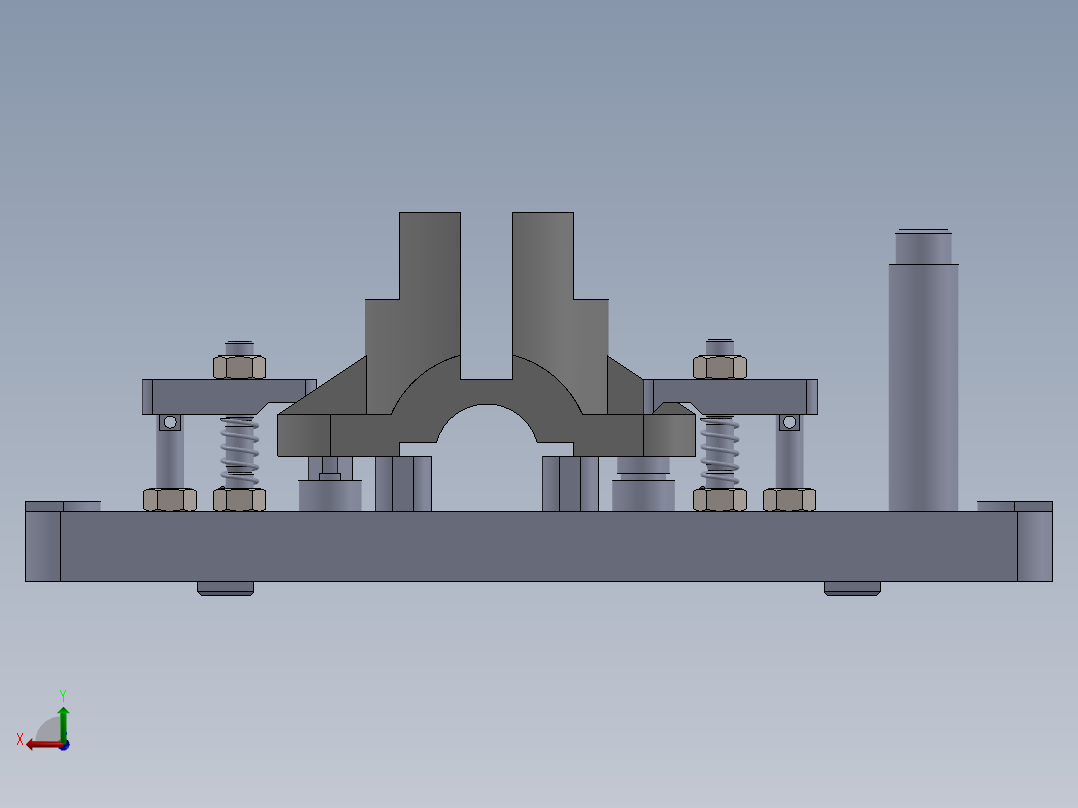 支座铣端面夹具（CAD图+SW三维）后视图