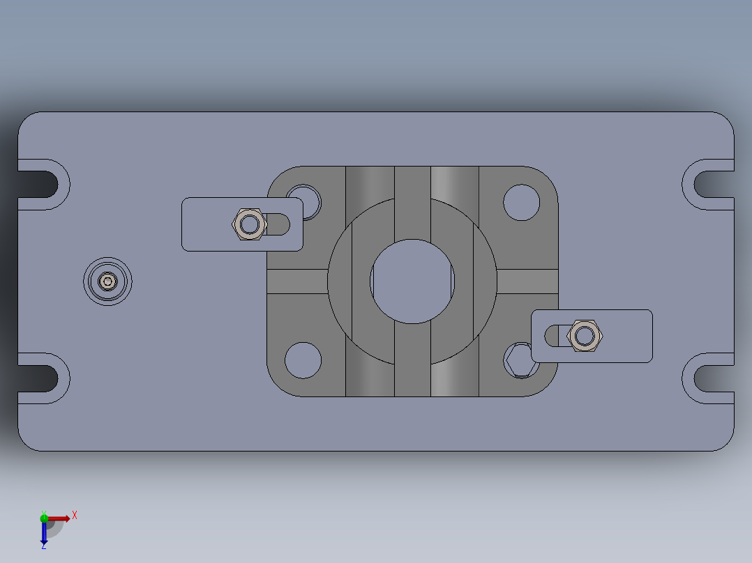 支座铣端面夹具（CAD图+SW三维）俯视图