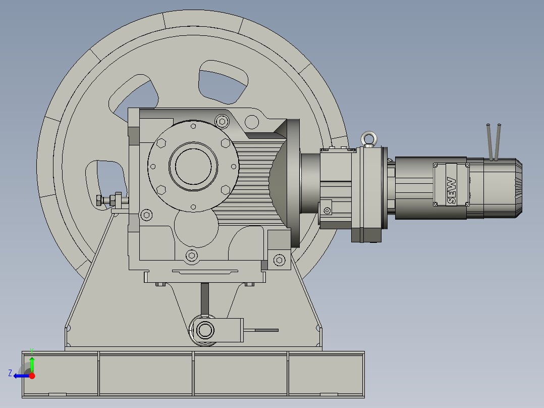 选矿球磨机滚筒成型装置右视图