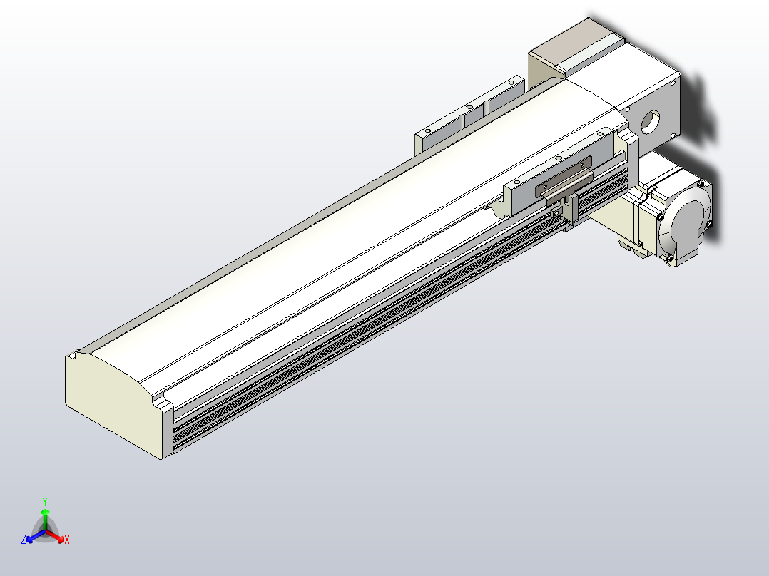 皮带直线轴半封闭可选导轨TPA-HNB-105D-90-L300-RP-Y-P20-N3正等轴测图