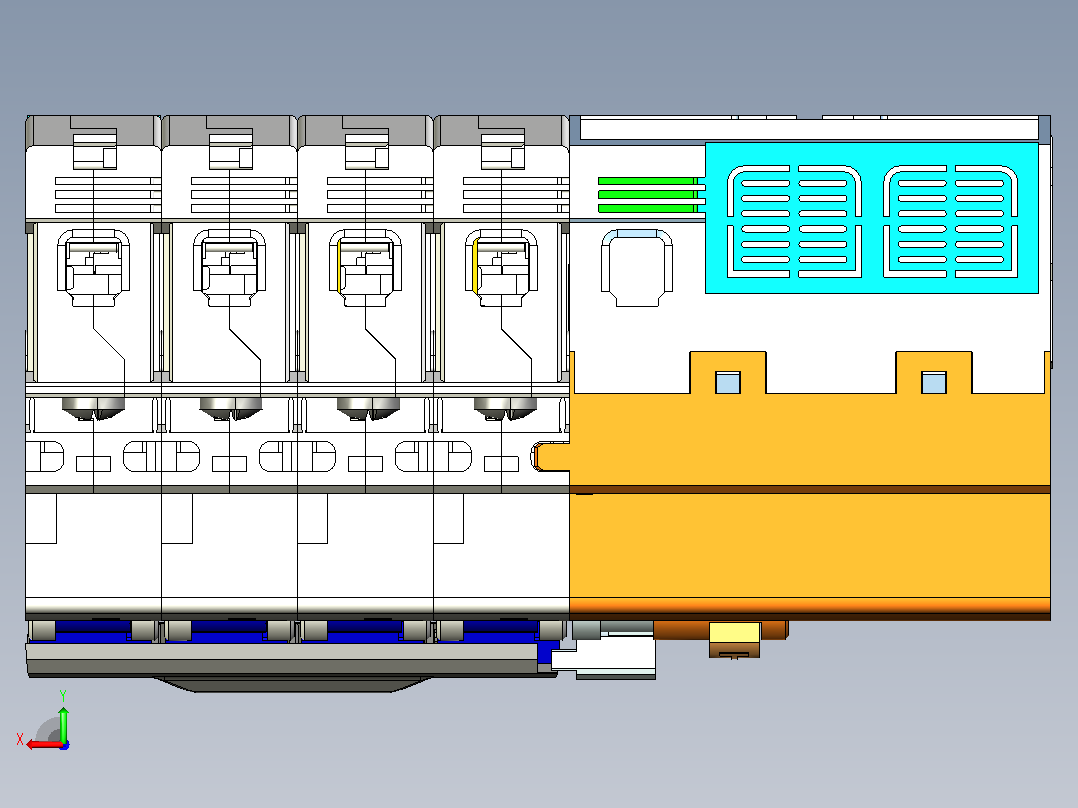 NB1L-63 4P剩余电流动作断路器三维模型202307后视图