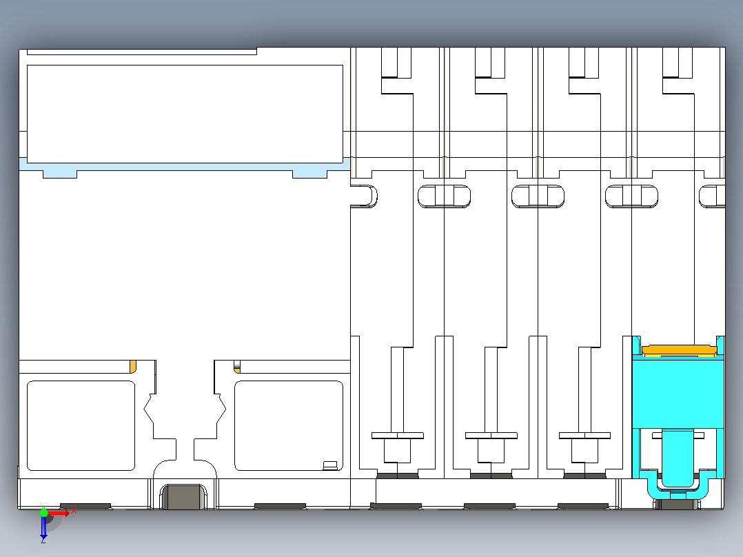 NB1L-63 4P剩余电流动作断路器三维模型202307俯视图