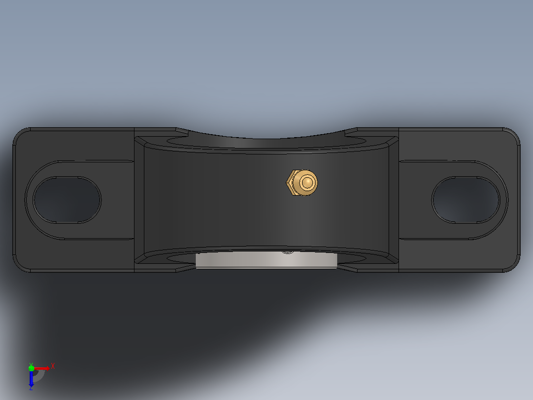 固定轴承座 – 3D 模型”俯视图