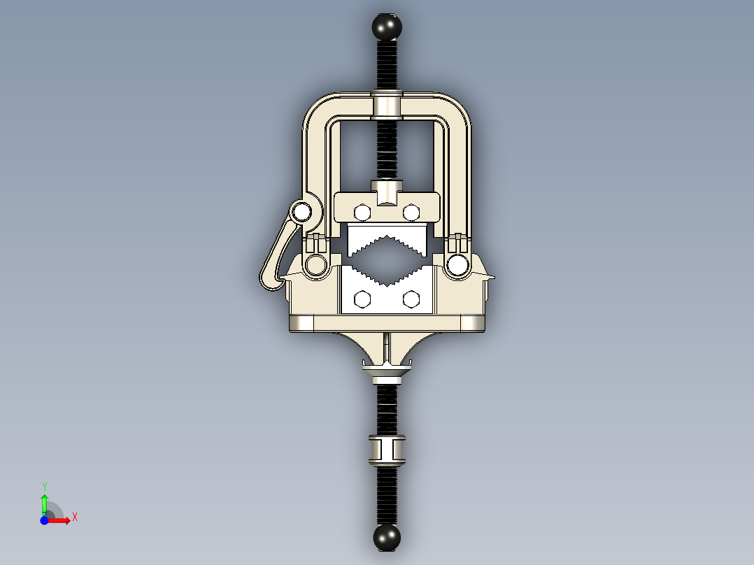 管夹台虎钳3D数模图纸 Solidworks设计 附x_t格式前视图