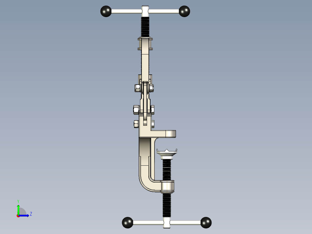 管夹台虎钳3D数模图纸 Solidworks设计 附x_t格式左视图
