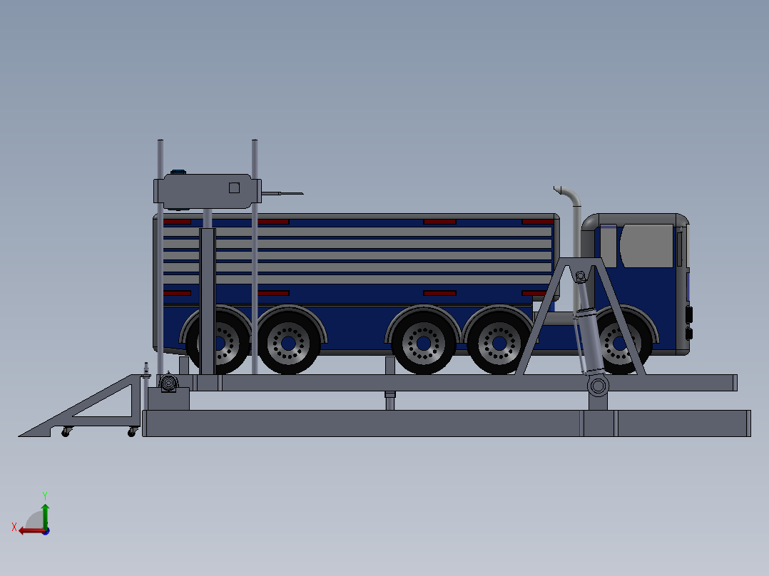 液压翻板式卸车机后视图
