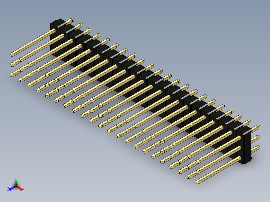 彩色公头100mil（2.54mm）系列-DS1021_black_3x22p_100mil_Type5_rev1.0主视图