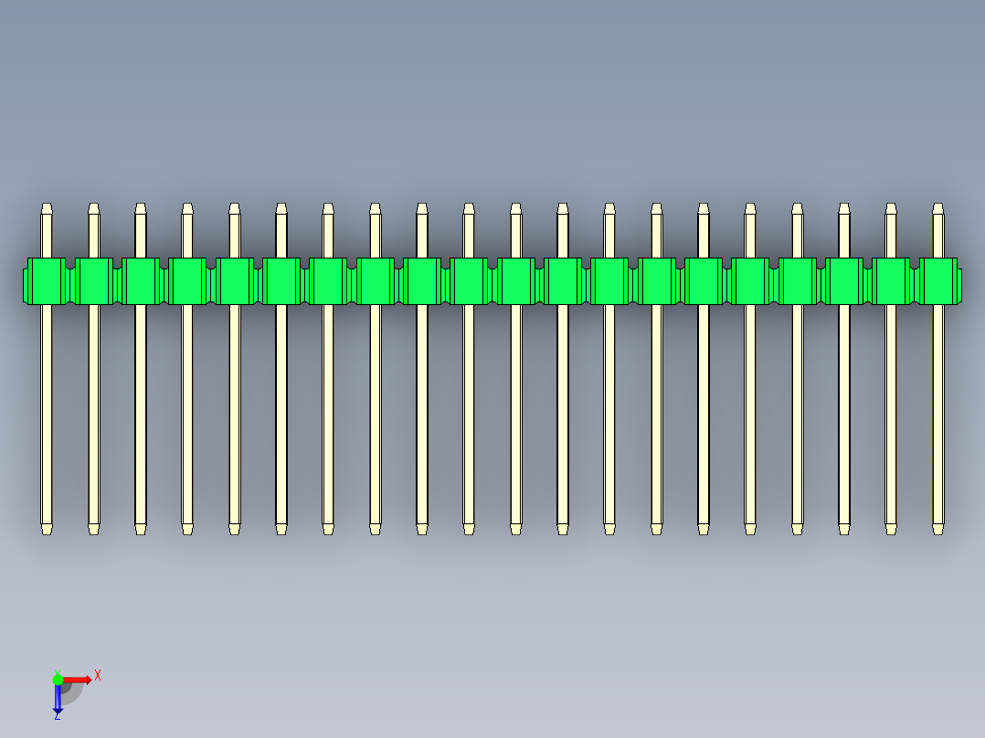 彩色公头100mil（2.54mm）系列-DS1021_green_1x20p_100mil_Type5_rev1.0俯视图