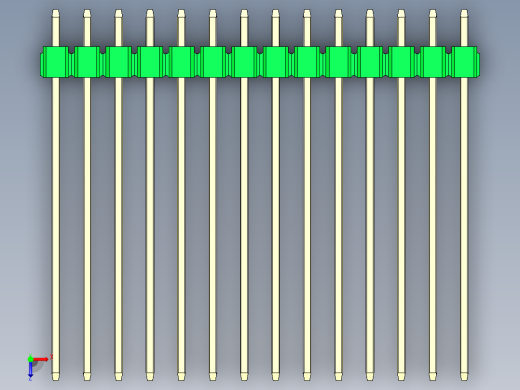 彩色公头100mil（2.54mm）系列-DS1021_green_3x14p_100mil_Type43_rev1.0俯视缩略图