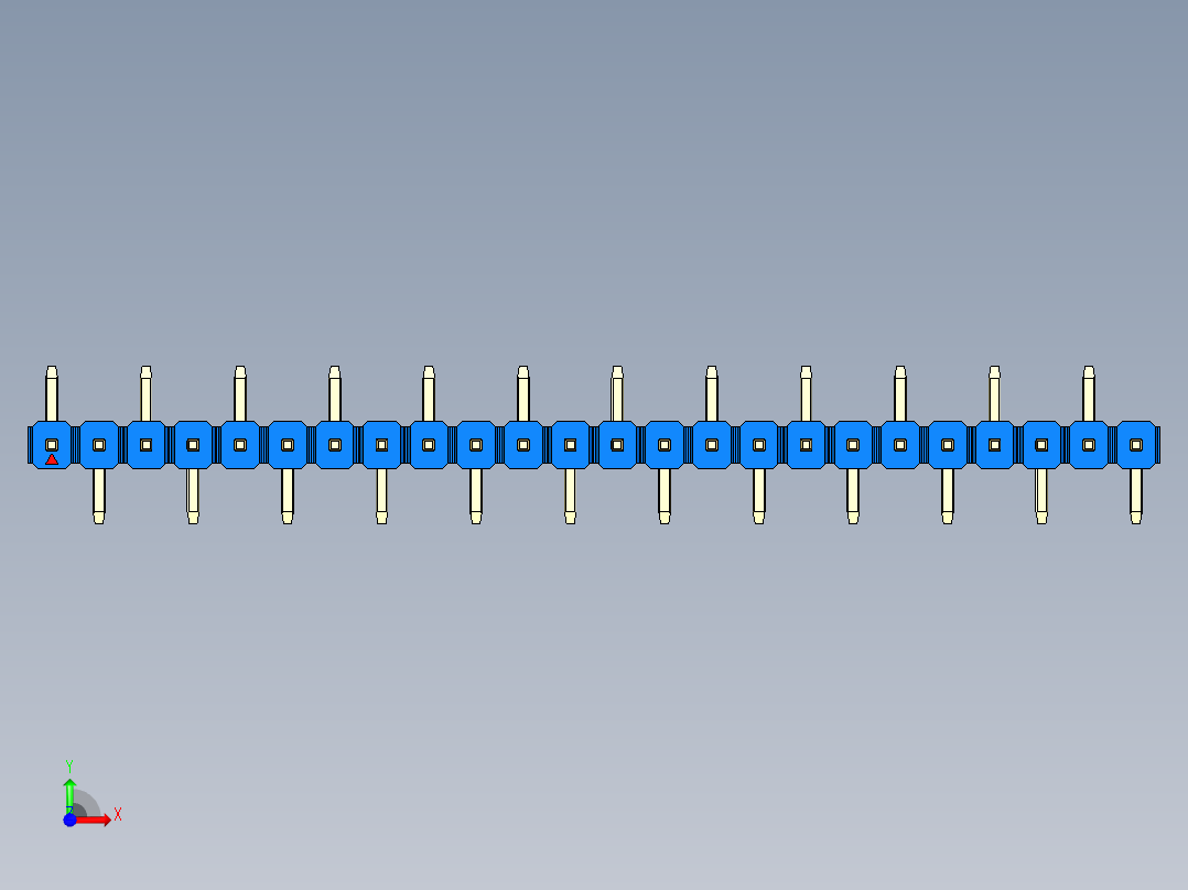 彩色公排针 100mil 2.54mm 系列-DS1022_blue_24p_100mil_Type_SMT_R1_rev1.0前视图