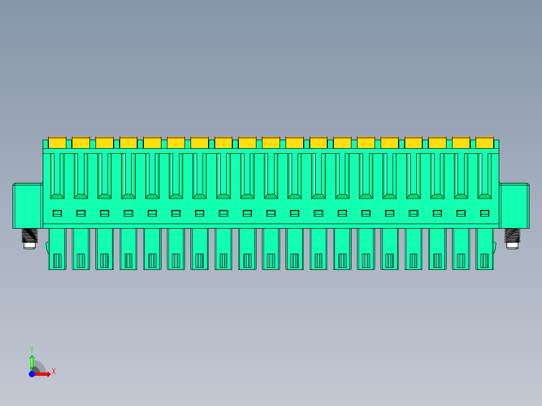 DEGSON 15EDG（公头） 3.81mm 螺钉锁紧，插拔式接线端子 FullPack-15EDGKDM-3.81-19P-14-00AH前视图