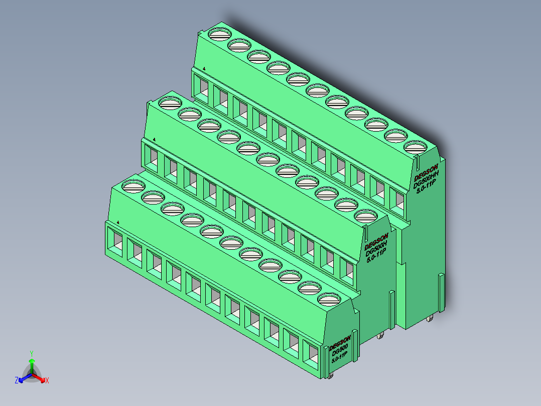 DEGSON DG500 系列 5.05.087.62mm 接线端子-DG500A3-5.0-33P-14-00AH主视图