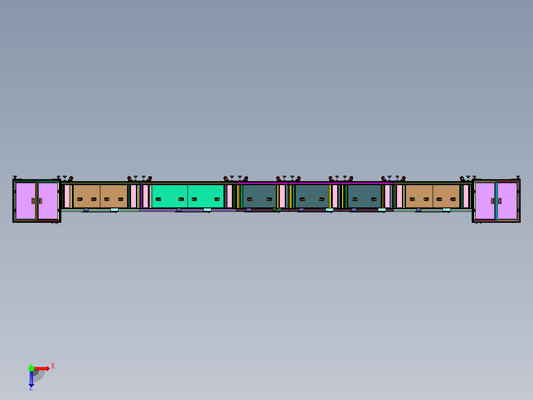 用于积放式滚筒输送线的托盘回转机构俯视图