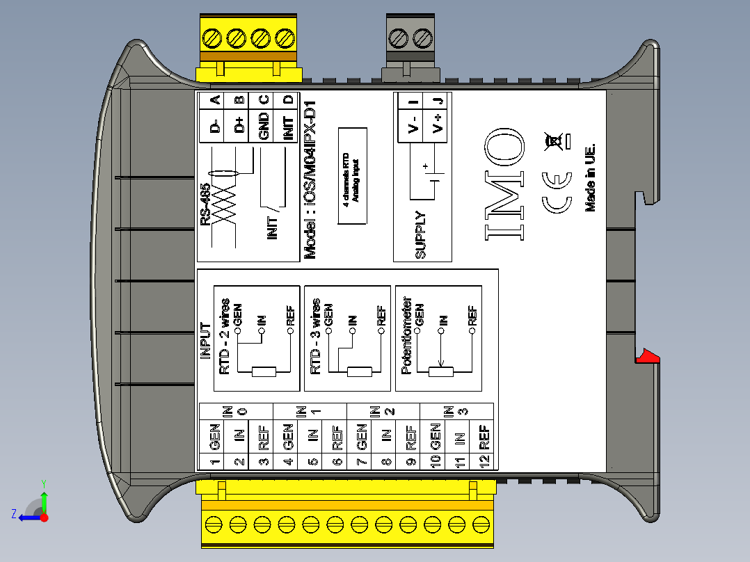os-m04ipx-d1-远程 IO 模块右视图