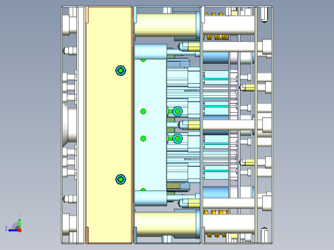 耳机-斜抽针、前后模斜滑块右视图
