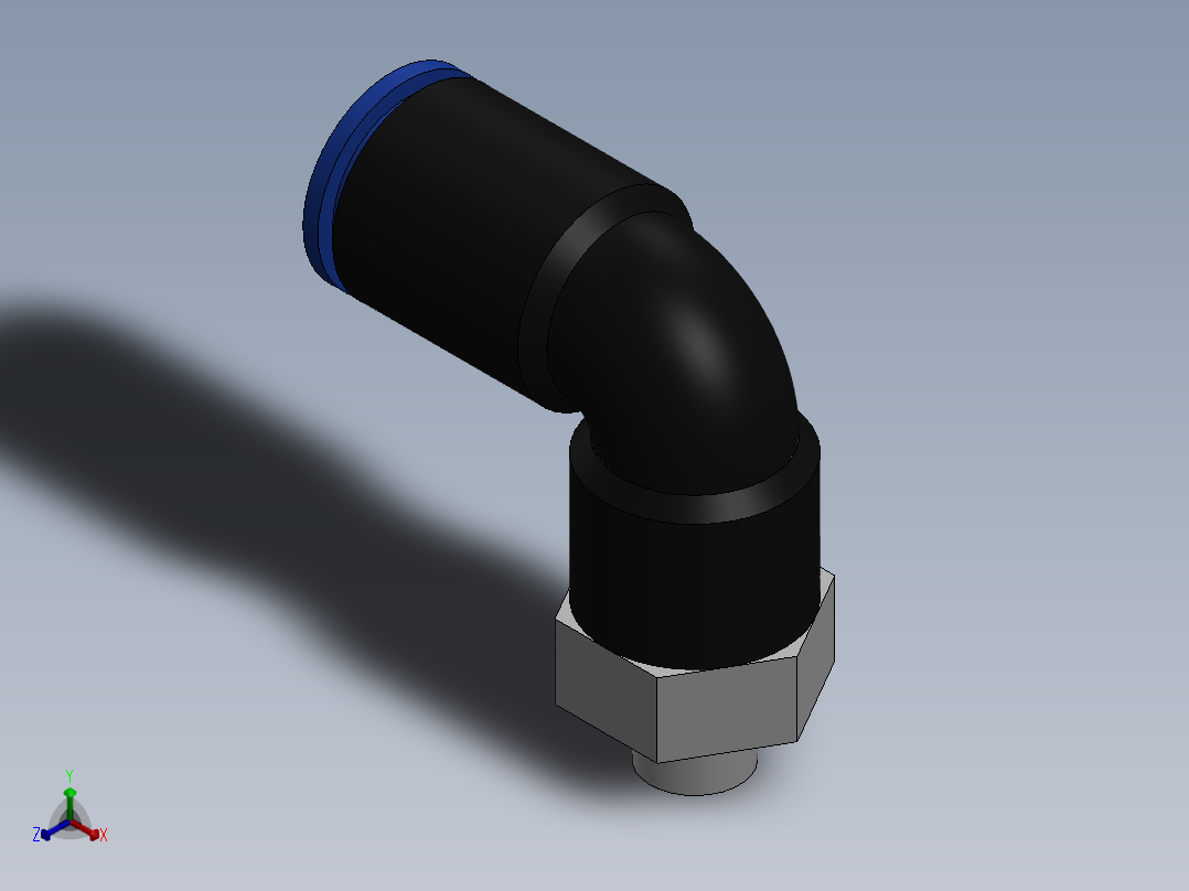 Ø6 x M6 COTOVELO 90° MACHO GIRAT. (C02470606)正等轴测图