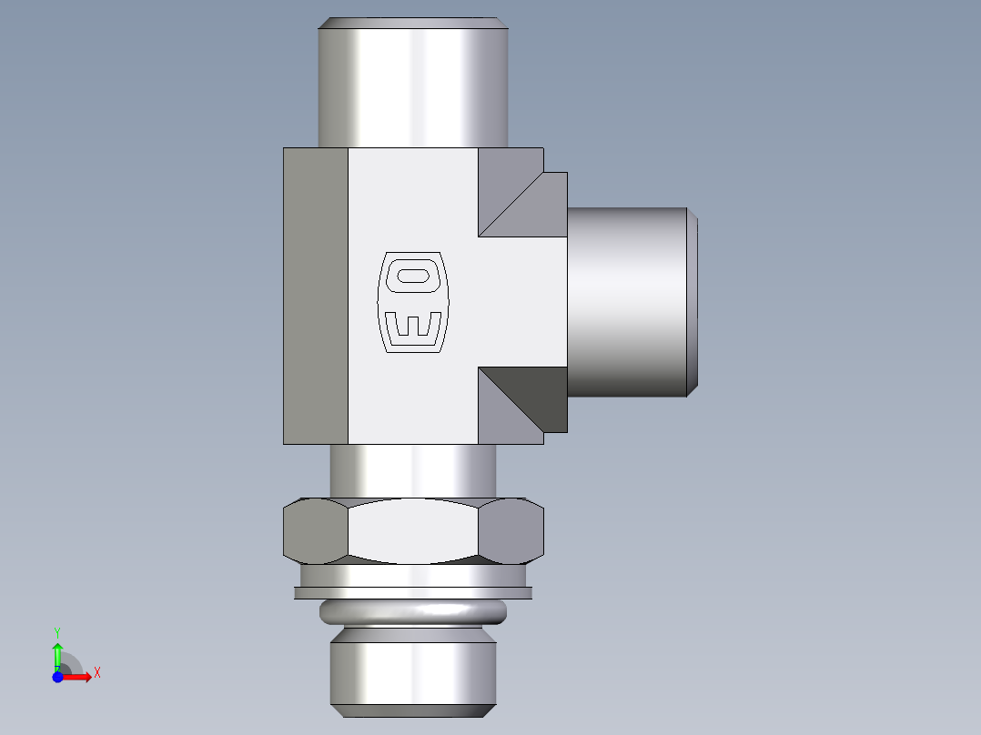 卡套式工业通用硬管接头EO_Adjustable_locknut_run_tee_LEE10LMOROMDCF前视图