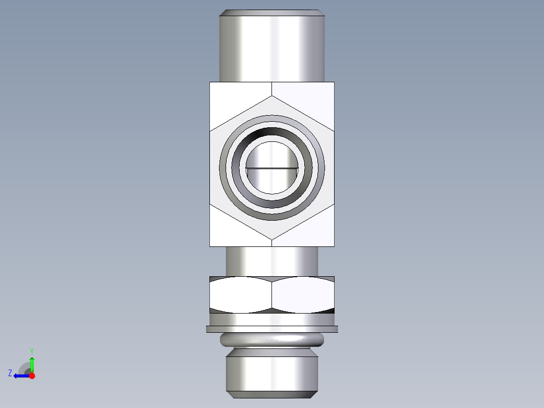 卡套式工业通用硬管接头EO_Adjustable_locknut_run_tee_LEE10LMOROMDCF右视图