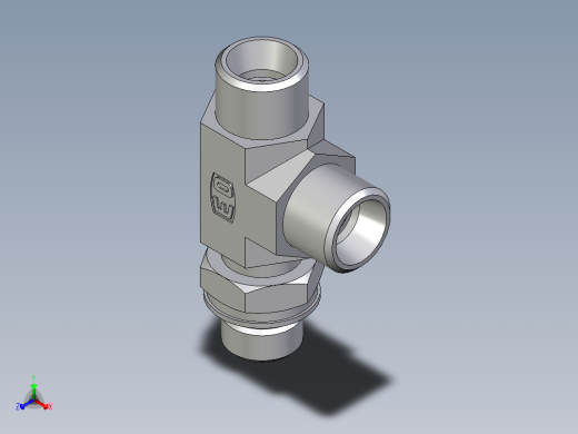 卡套式工业通用硬管接头EO_Adjustable_locknut_run_tee_LEE10LMOROMDCF正等轴测缩略图