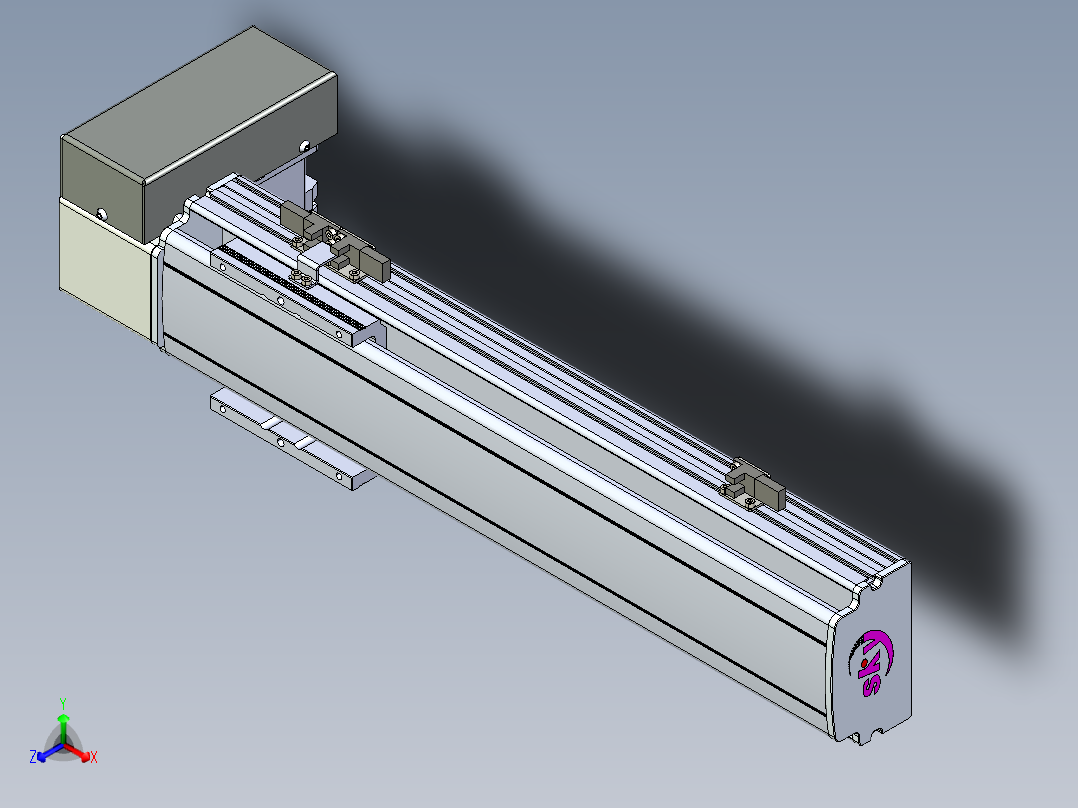 同步带滑台-半封闭B10H-L45-S300-RD-P40-D3正等轴测图