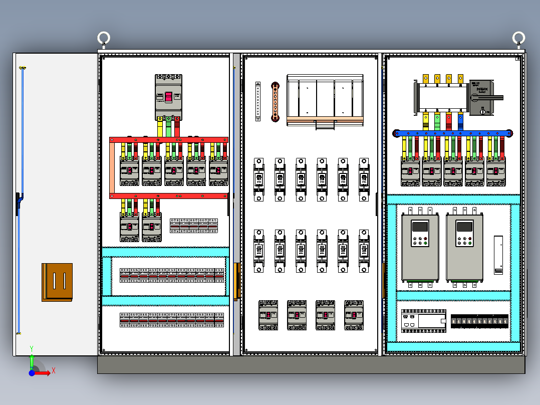 三柜组装630A刀开关软启动控制柜 55756前视图