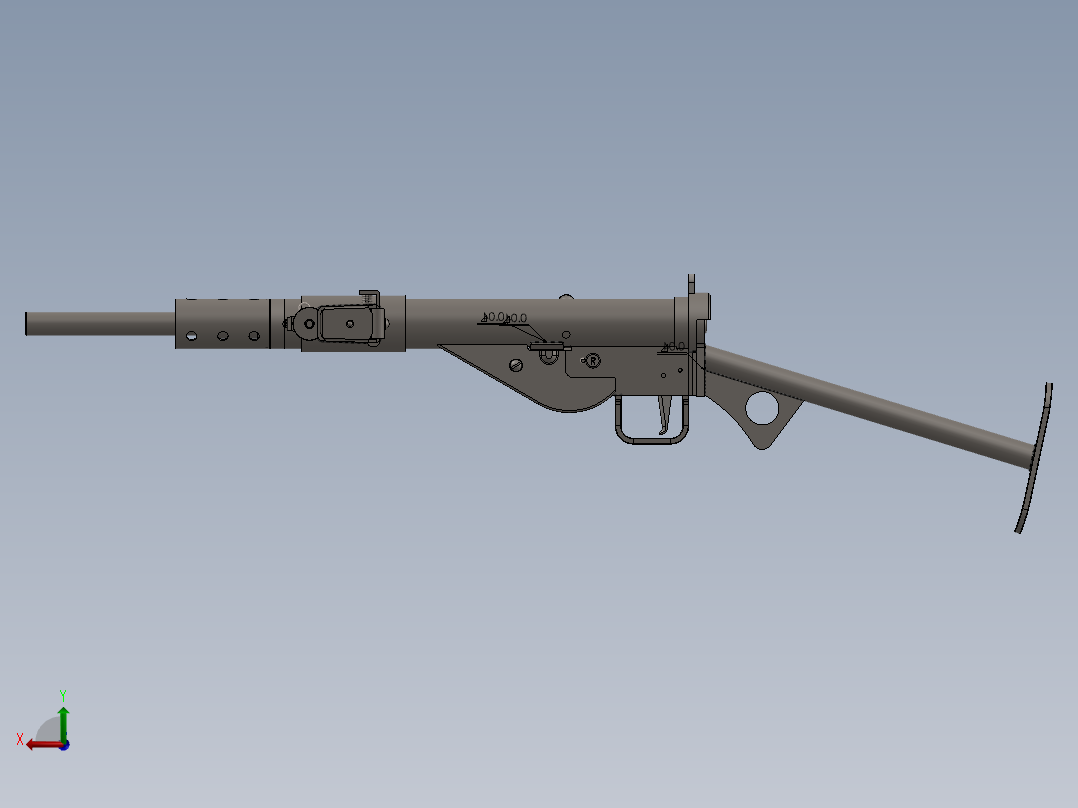 手枪左轮冲锋枪老式狙击步枪设计3D图纸mk-ii-sten-gun SW IGS后视图