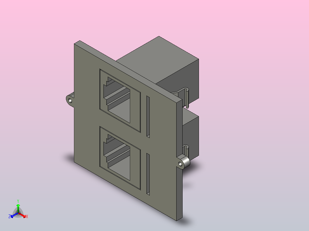布线板插入件RJ45正等轴测图