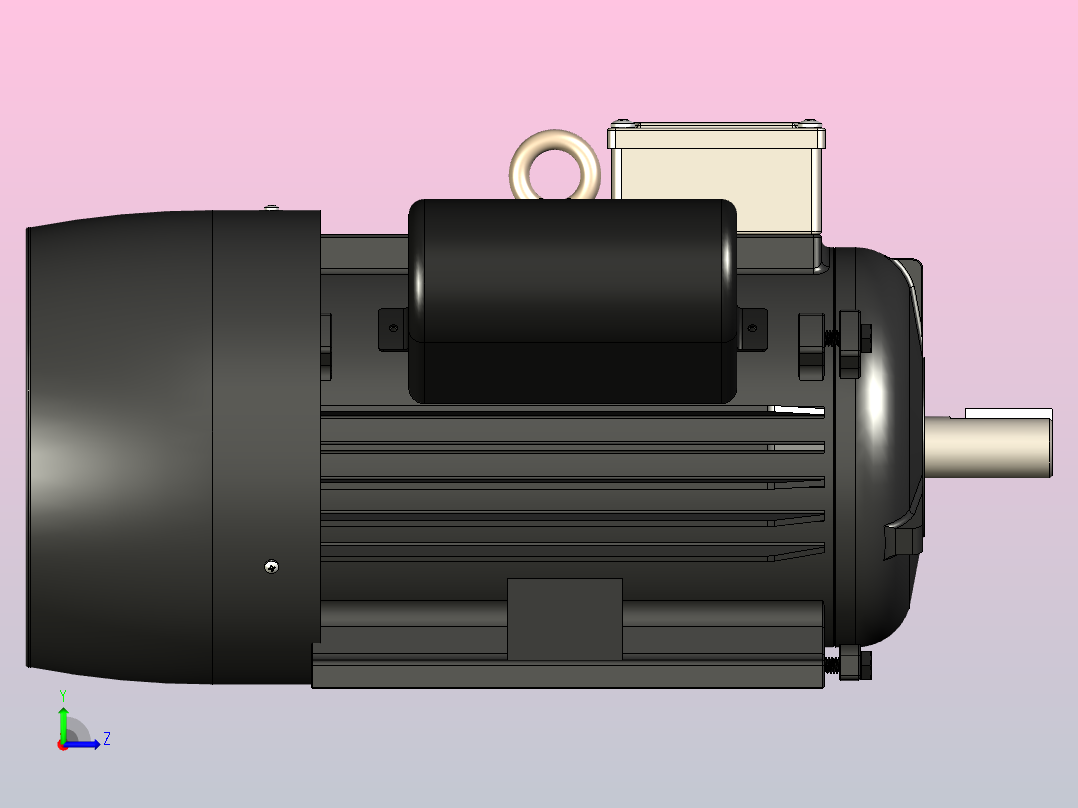 2HP单相电动机左视图