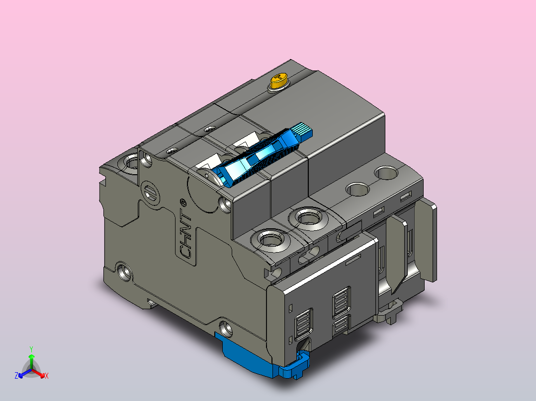 NB7LE-63&amp;1P&amp;N&amp;剩余电流动作断路器三维模型202307主视图
