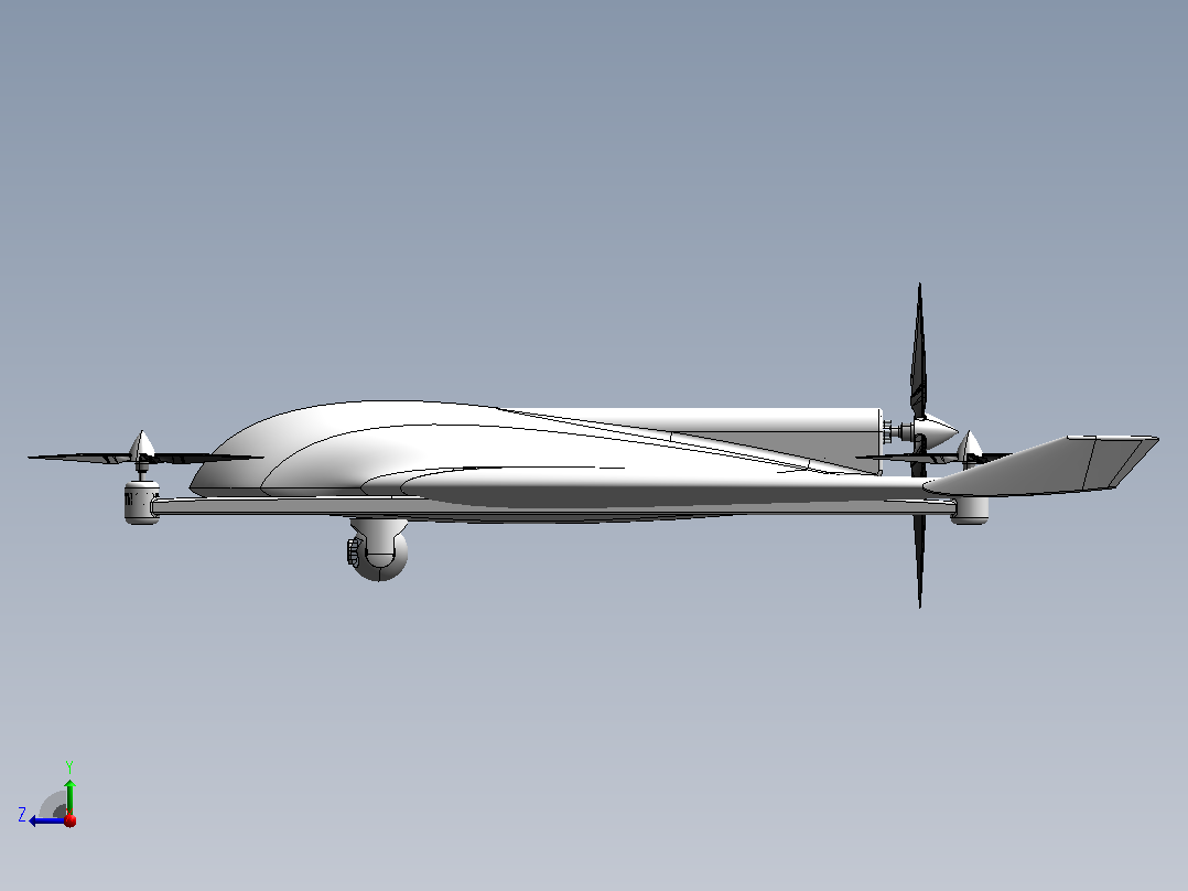 VTOL 垂直起降无人机右视图