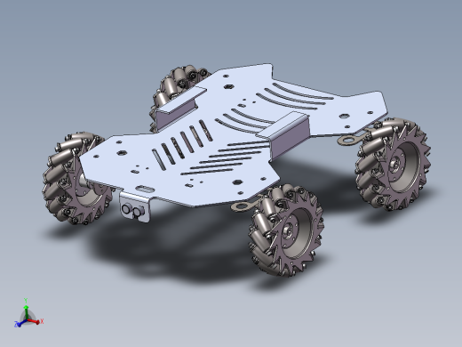 麦克纳姆轮图纸模型全方位轮机器人车底盘3D三维机械设计图AA0310