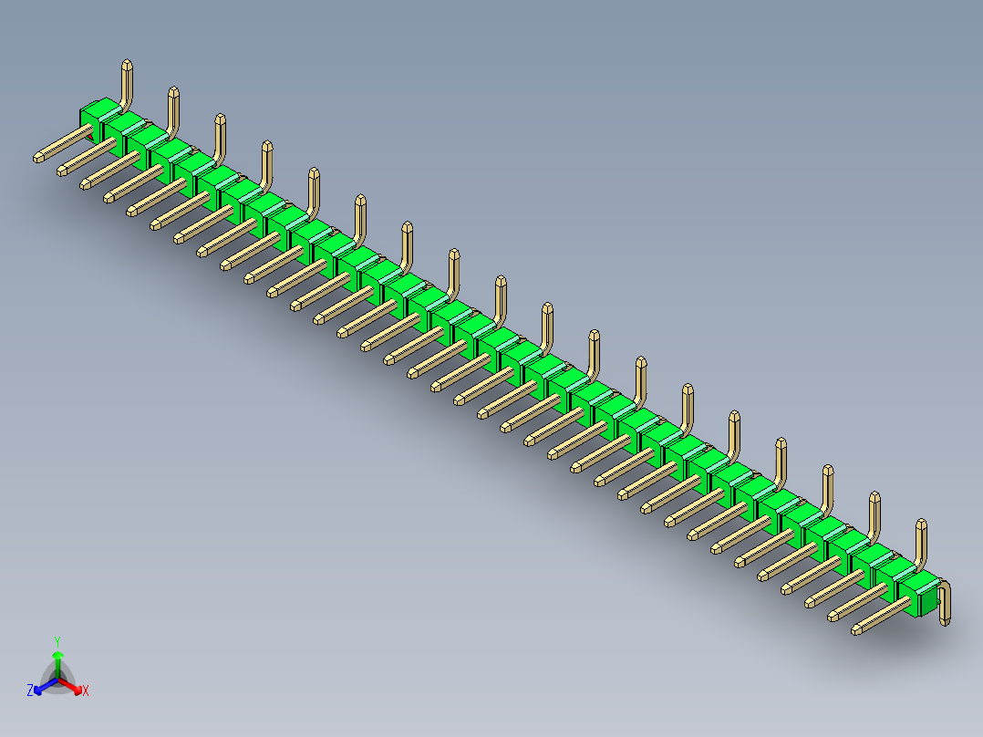 彩色公排针 100mil 2.54mm 系列-DS1022_green_36p_100mil_Type_SMT_R1_rev1.0主视图