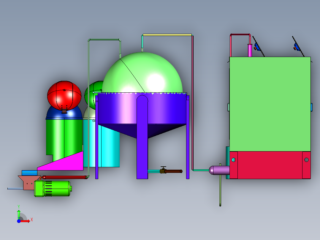 物料粉碎输送焚烧炉处理系统前视图