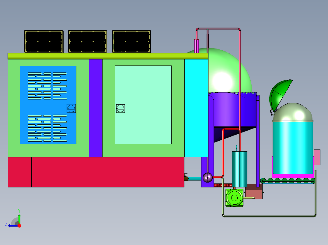物料粉碎输送焚烧炉处理系统右视图