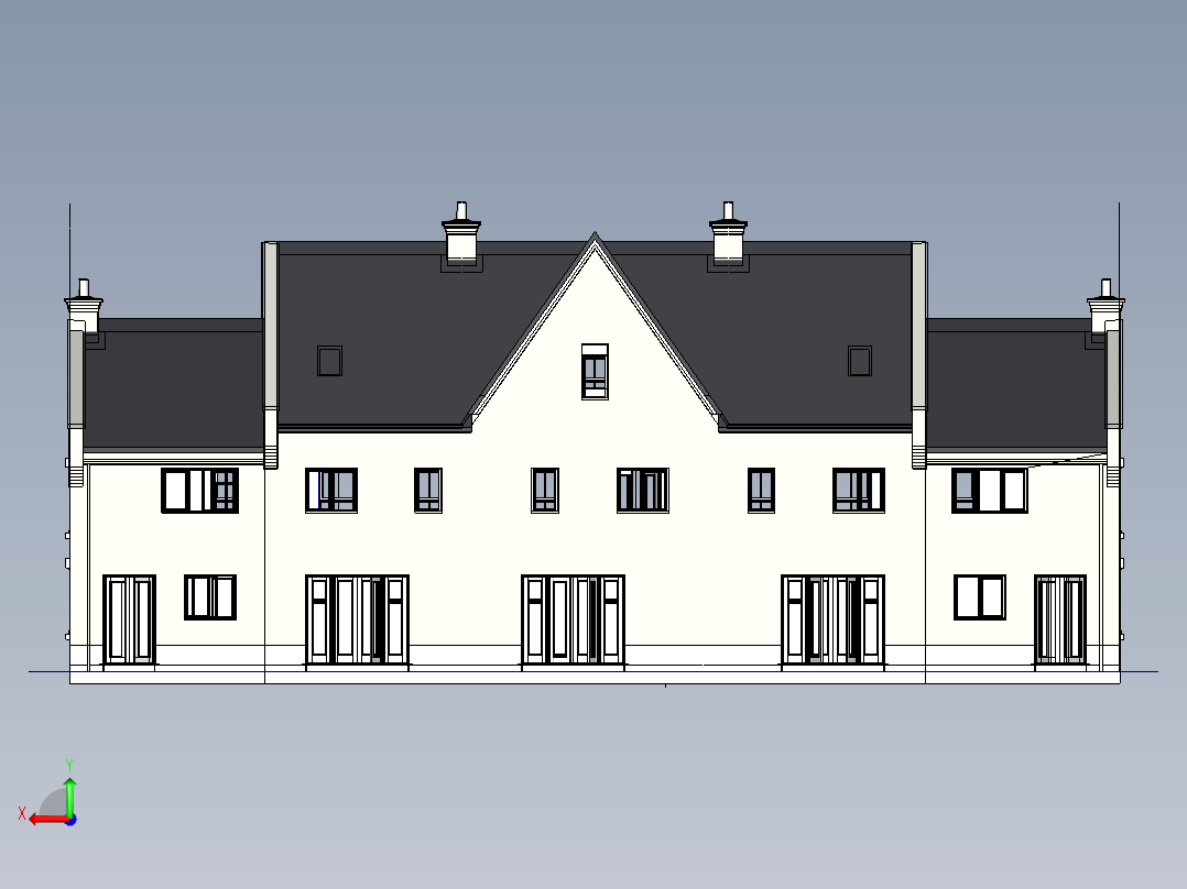 小镇房屋后视图