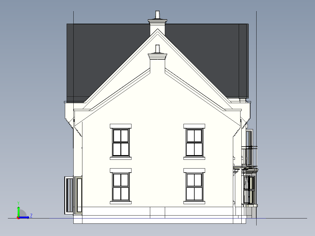 小镇房屋左视图