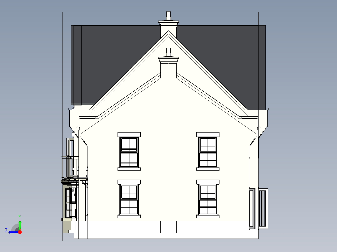 小镇房屋右视图