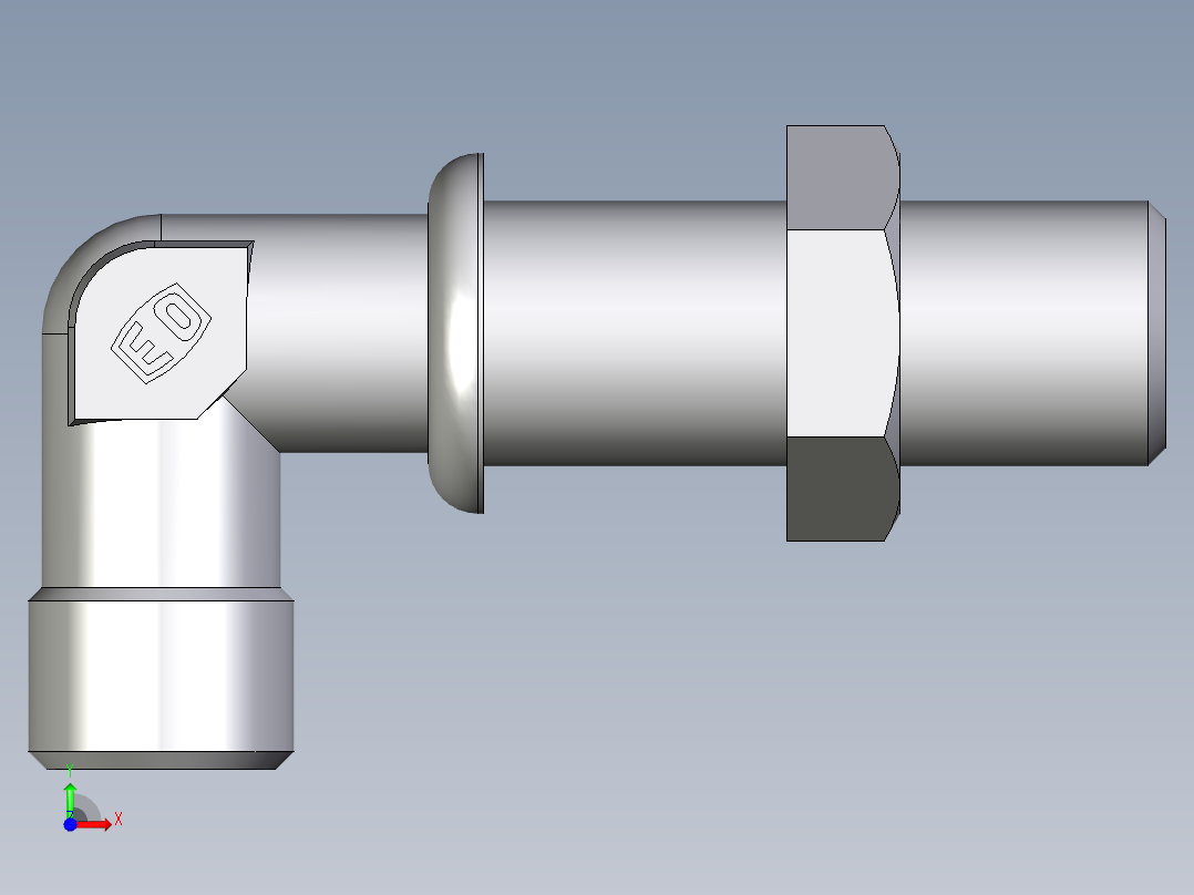 卡套式工业通用硬管接头EO_Bulkhead_elbow_WSV06SOMD71前视图