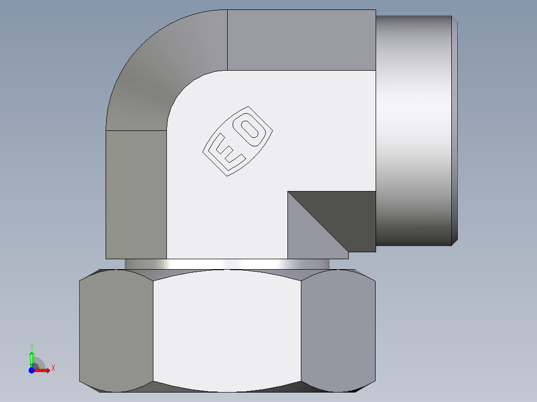 卡套式工业通用硬管接头EO_Swivel_nut_elbow_EW35LOMD71前视图