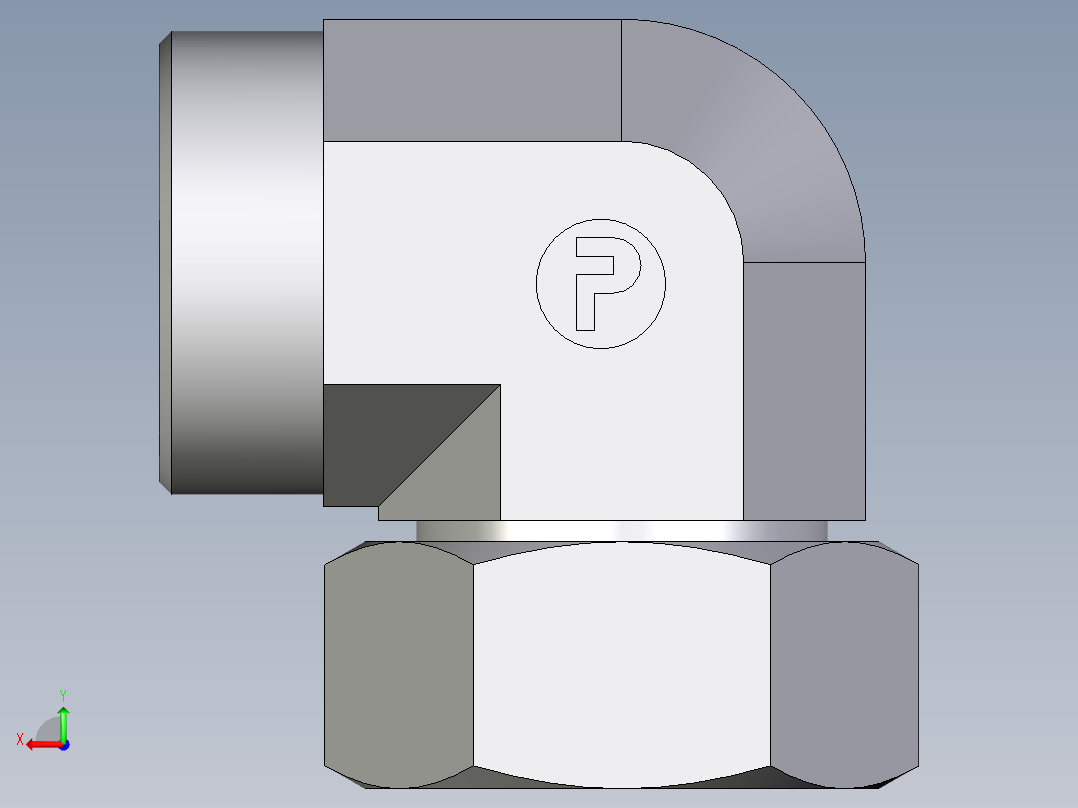 卡套式工业通用硬管接头EO_Swivel_nut_elbow_EW35LOMD71后视图