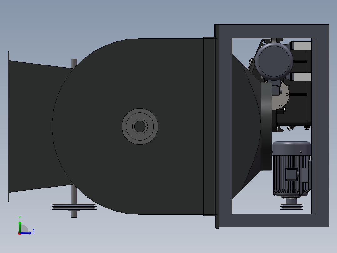垃圾分拣装置结构设计-分选设备【三维SW模型】【含9张CAD图纸】左视图