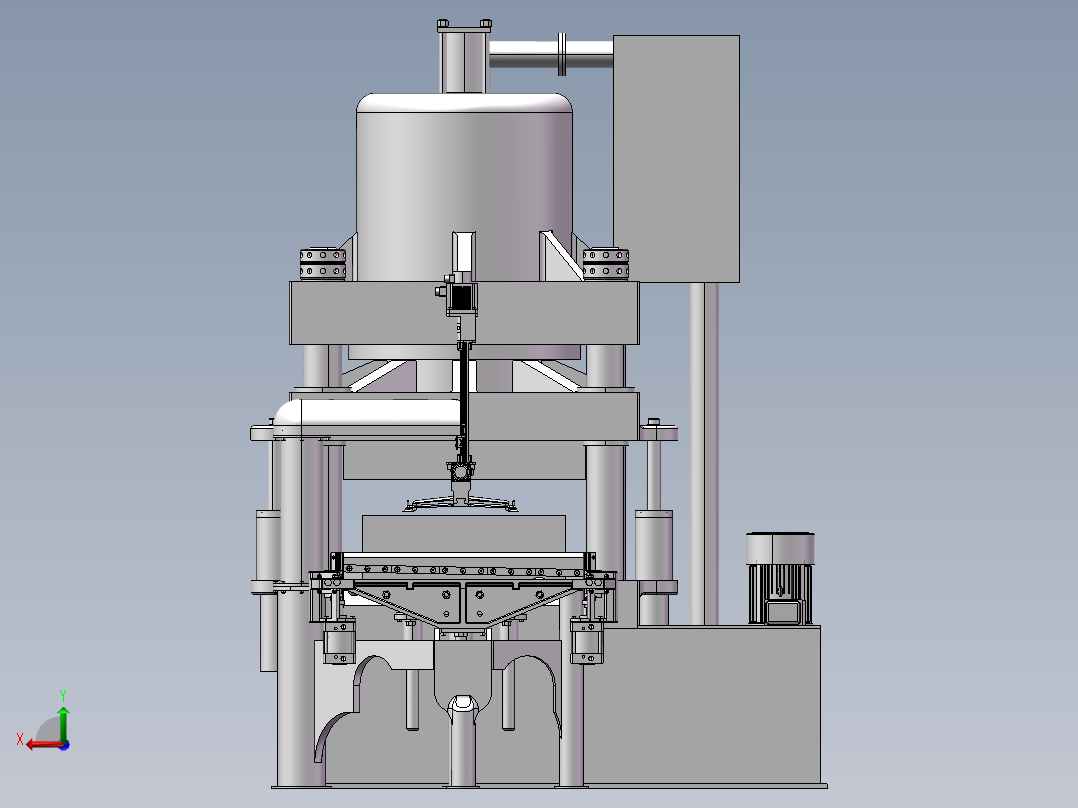 带桁架机器人自动上料的冲压机后视图