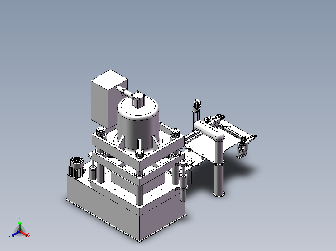 带桁架机器人自动上料的冲压机正等轴测图