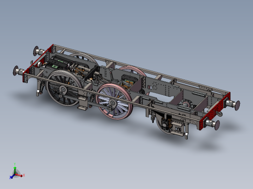 蒸汽车主框架+传动装置+发动机3D模型