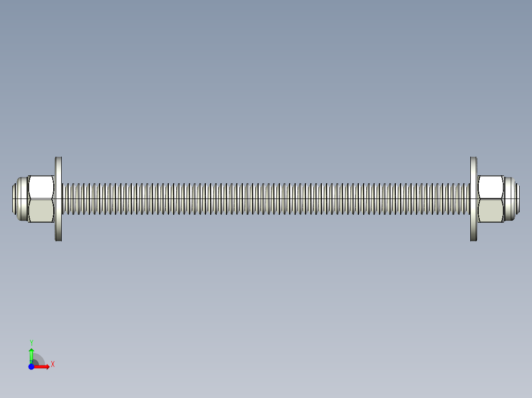 紧固件-STEP 0.3750 All-Thread前视图