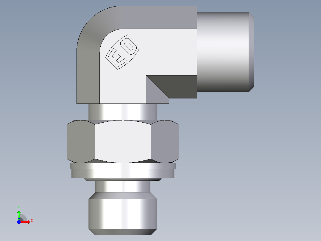 卡套式工业通用硬管接头EO_Adjustable_Locknut_elbow_WEE08LMOMDCF前视图