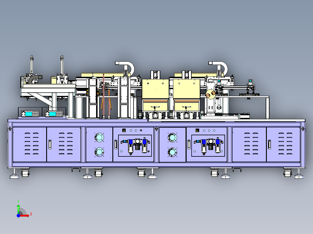 锂电池电芯处理生产线step前视图