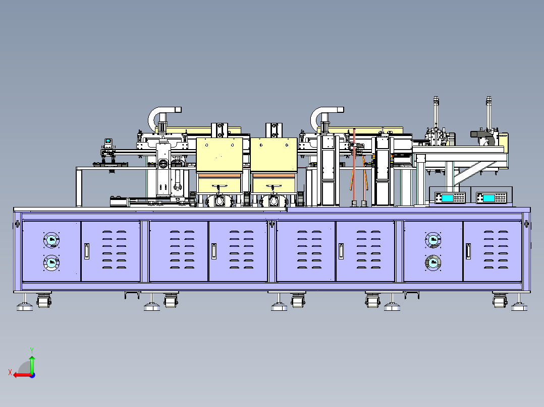 锂电池电芯处理生产线step后视图