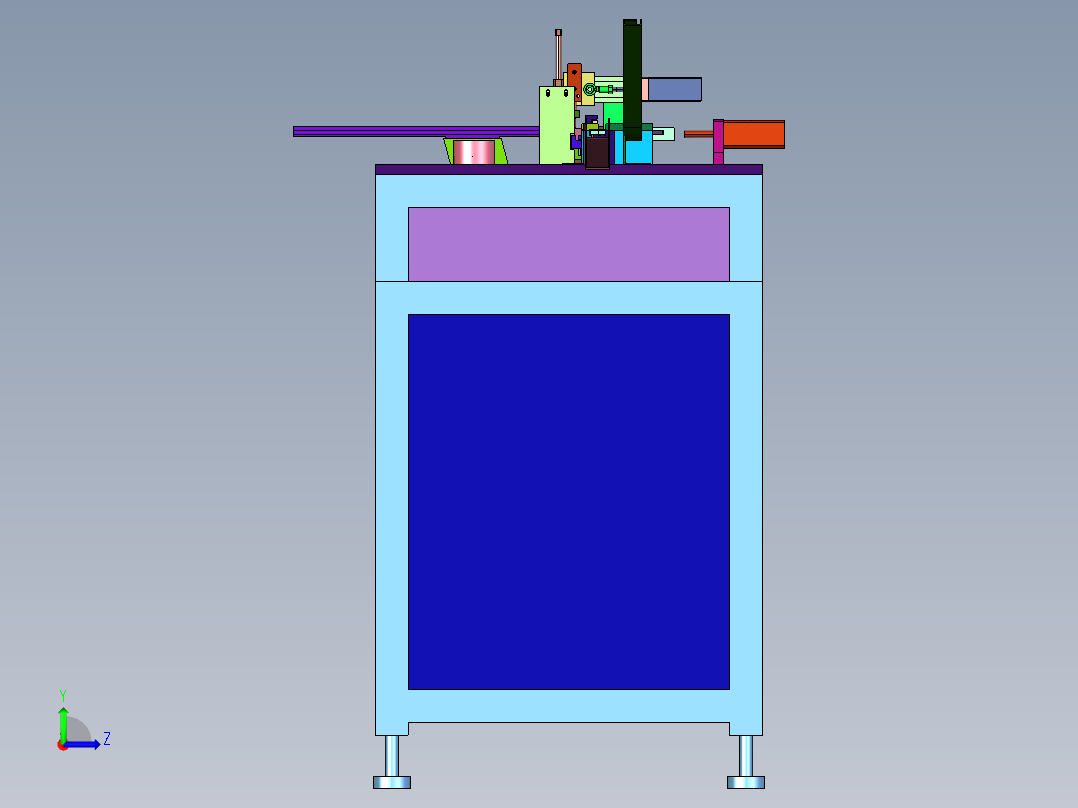 USB端铁壳自动铆压机左视图
