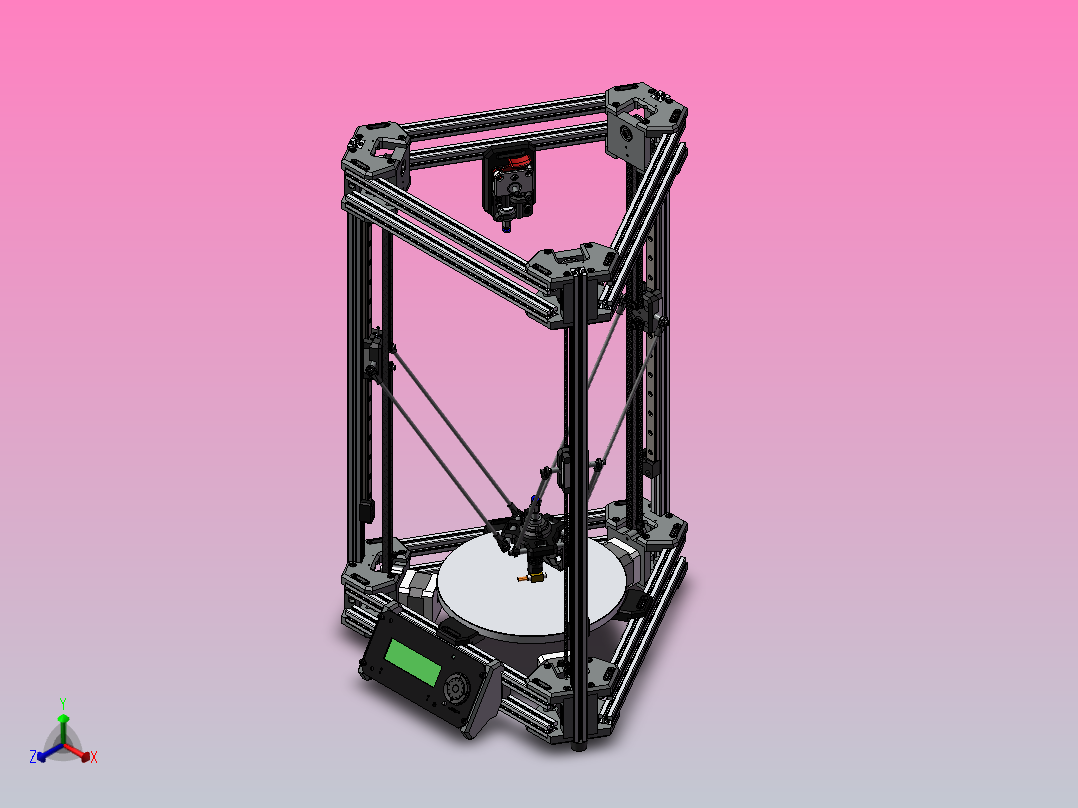 Be Kossel - Delta 机器人 3D 打印机正等轴测图